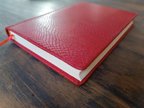 Caderno Vermelho Capa Dura de Couro Estampa Cobra