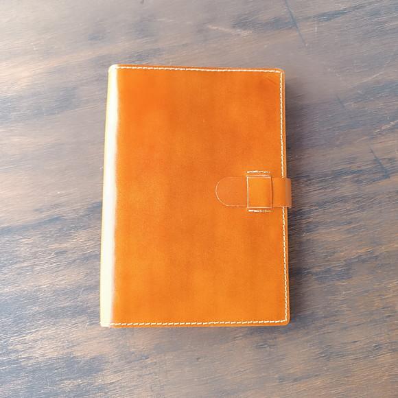 Capa de Couro Caramelo para Caderno Planner Bullet Journal