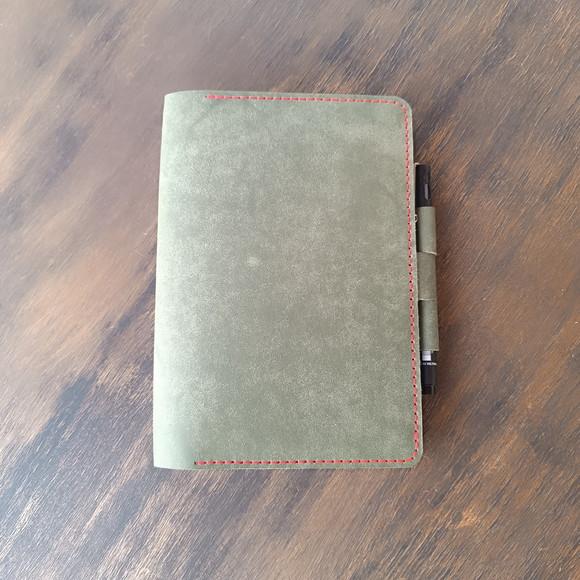 Capa de Couro Verde para Caderno Planner Bullet Journal A5