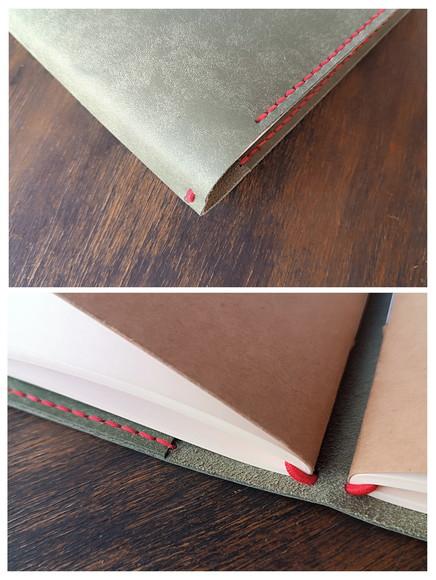 Capa de Couro Verde para Caderno Planner Bullet Journal A5