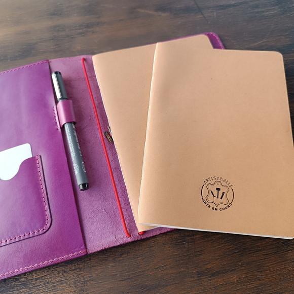 Capa de Couro Vinho para Caderno Planner Bullet Journal