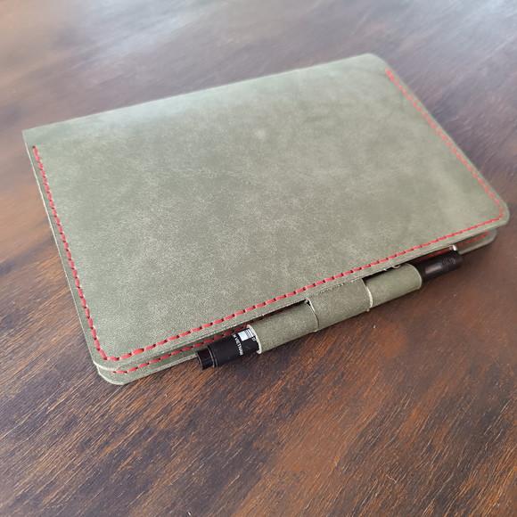 Capa de Couro Verde para Caderno Planner Bullet Journal A5