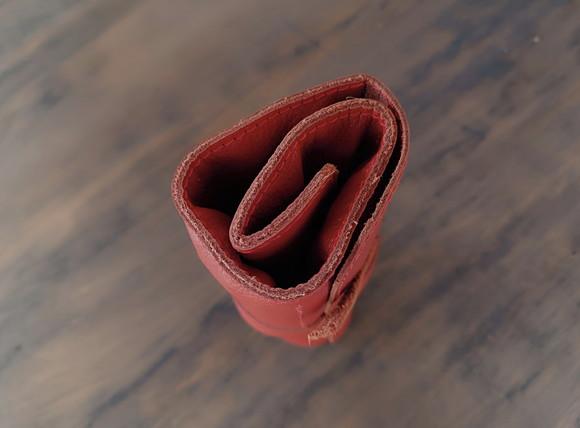 Estojo de Couro de Enrolar Lápis e Canetas Vermelho Queimado