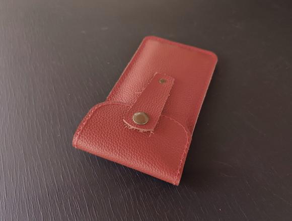 Estojo de Couro para Lápis e Canetas Vermelho Queimado