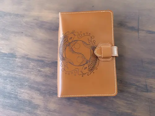 Bullet Journal Cadernos de Couro Carpas Yin Yang