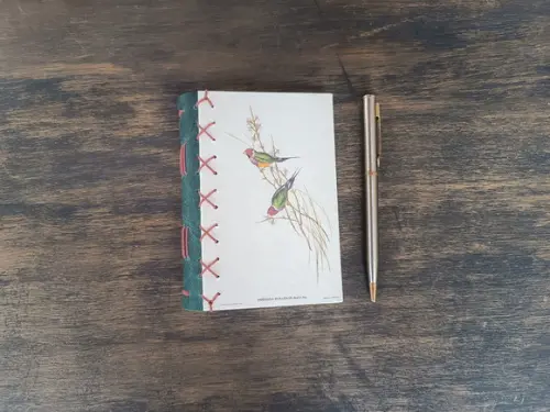 Caderno A6 Pássaros No3 Capa Dura Verde