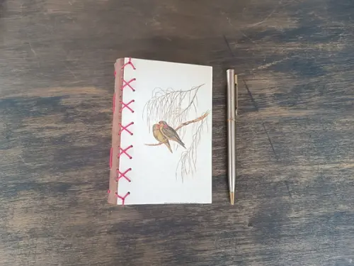 Caderno A6 Pássaros No4 Capa Dura Marrom