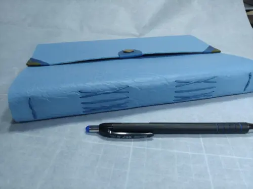 Caderno Artesanal Diário Azul Celeste
