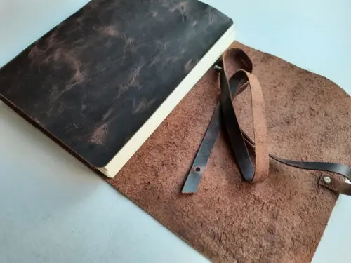 Caderno de Couro Diário Marrom Café