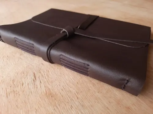 Caderno de Couro Diário Marrom Café Retrô