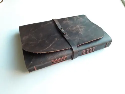 Caderno de Couro Diário Marrom Café