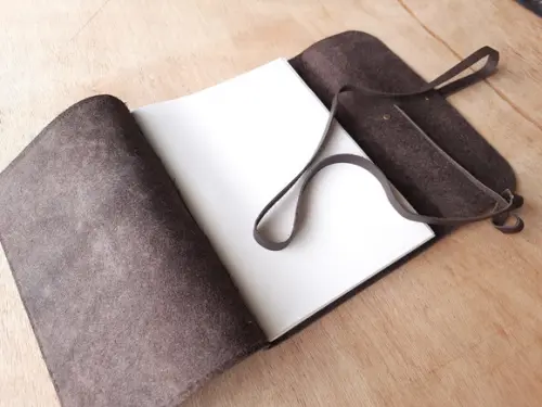 Caderno de Couro Diário Marrom Café Retrô