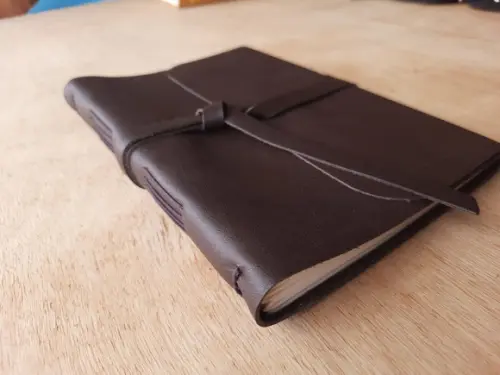 Caderno de Couro Diário Marrom Café Retrô