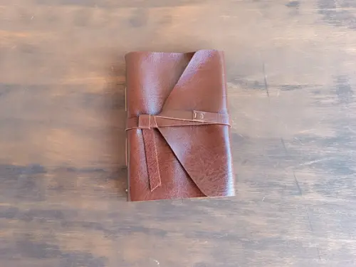 Caderno de Couro Diário Marrom Retrô A5