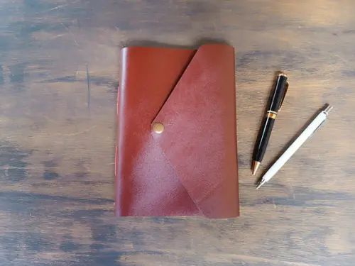 Caderno de Couro Diário Telha Envelope