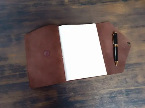 Caderno de Couro Diário Telha Envelope