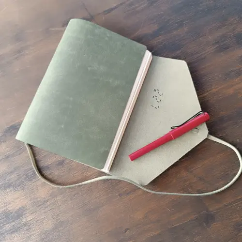 Caderno de Couro Diário Verde Estonado