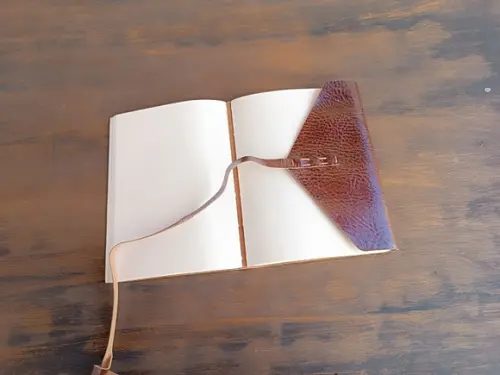 Caderno Diário de Couro Marrom Mesclado