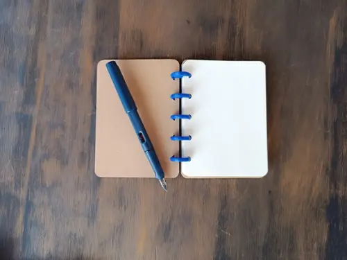 Caderno Inteligente de Discos de Couro Azul A6