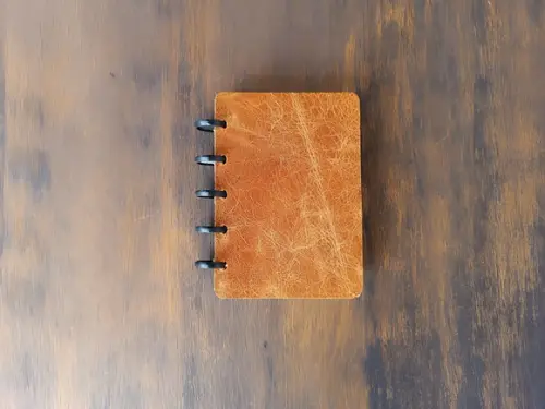 Caderno Inteligente de Discos de Couro Caramelo A6