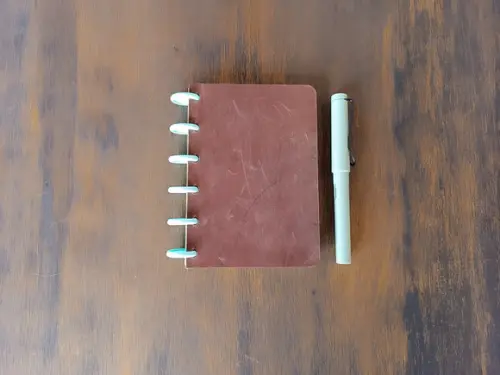 Caderno Inteligente de Discos de Couro Marrom