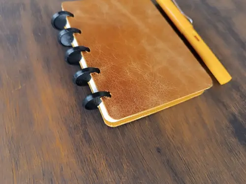 Caderno Inteligente de Discos de Couro Caramelo A6