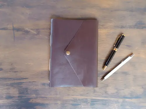 Caderno Marrom Café de Couro Diário Envelope