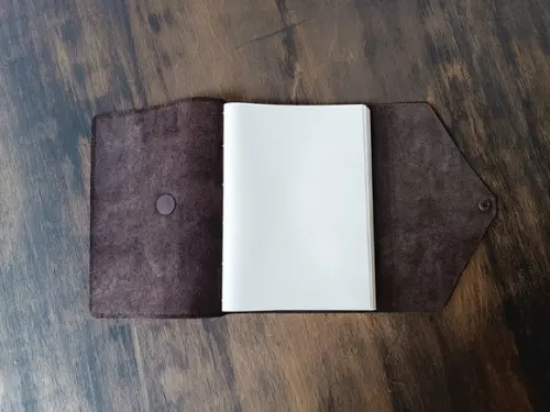 Caderno Marrom Café de Couro Diário Envelope