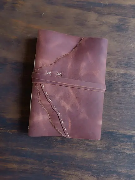 Caderno Marrom de Couro Legítimo Diário Rústico