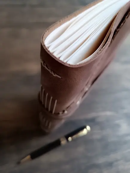 Caderno Marrom de Couro Legítimo Diário Rústico