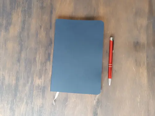 Caderno Pautado de Couro Legítimo Azul