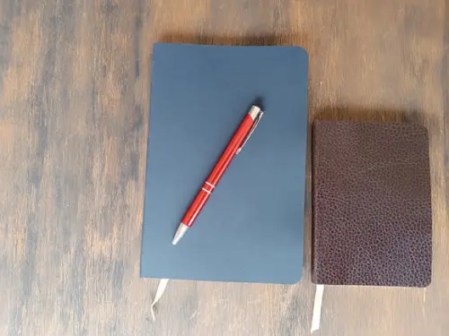 Caderno Pautado de Couro Legítimo Azul