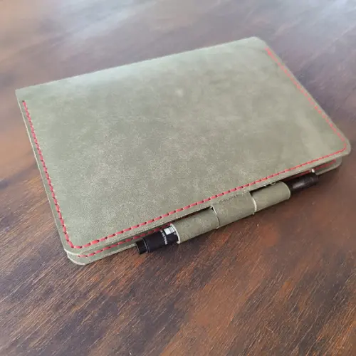 Capa de Couro Verde para Caderno Planner Bullet Journal A5
