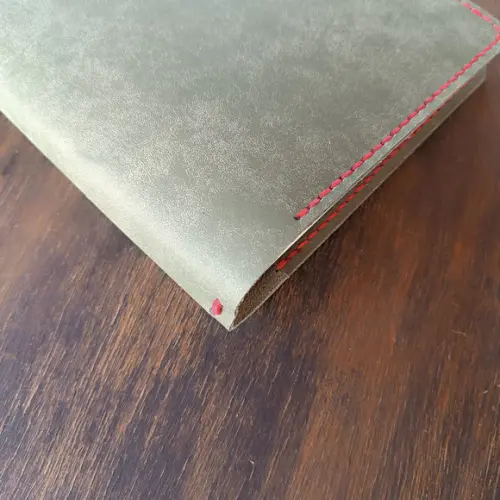 Capa de Couro Verde para Caderno Planner Bullet Journal A5