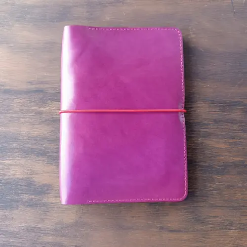 Capa de Couro Vinho para Caderno Planner Bullet Journal