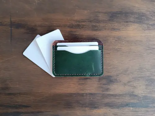 Carteira Porta Cartão Verde de Couro Legítimo