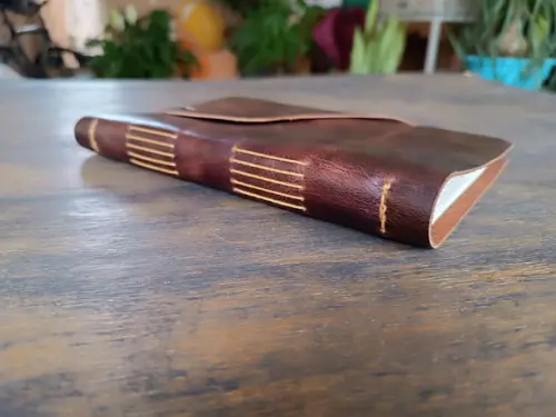 Diário Caderno de Couro Artesanal Marrom Retrô