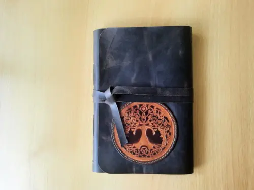 Diario de Couro Marrom Café Retrô Árvore da Vida