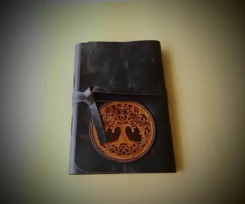 Diario de Couro Marrom Café Retrô Árvore da Vida