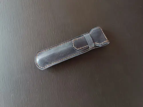 Estojo de Couro Azul Marinho para 1 Caneta