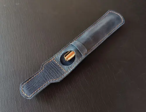 Estojo de Couro Azul Marinho para 1 Caneta