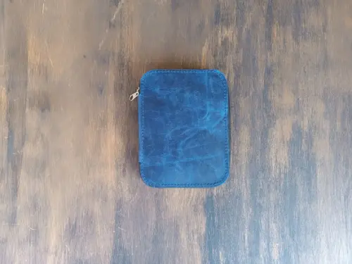 Estojo de Couro Legítimo com Zíper para Lápis e Caneta