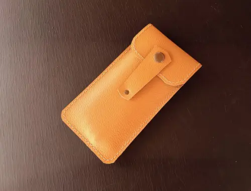 Estojo de Couro para Canetas e Lapiseiras Amarelo Queimado