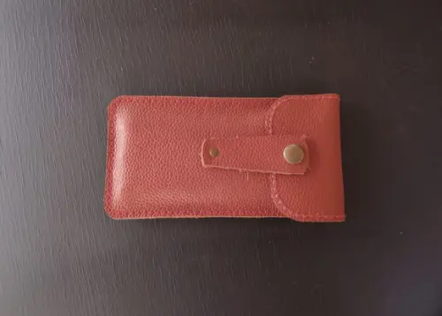 Estojo de Couro para Lápis e Canetas Vermelho Queimado