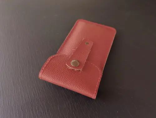 Estojo de Couro para Lápis e Canetas Vermelho Queimado