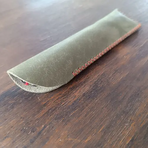 Estojo de Couro Verde Estonado para 1 Caneta - de Bolso