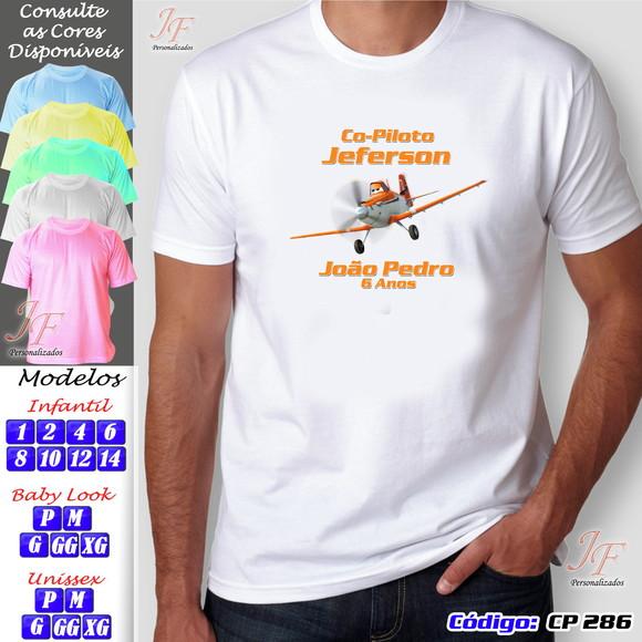 01 Camiseta Adulto Infantil Aviões Personalizada
