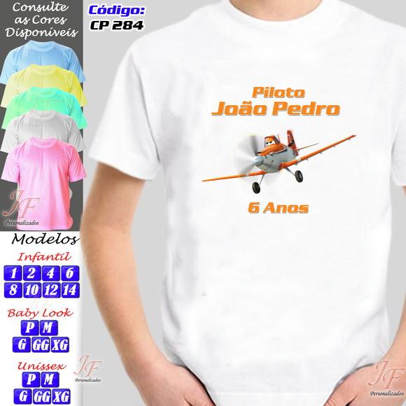 01 Camiseta Adulto Infantil Aviões Personalizada