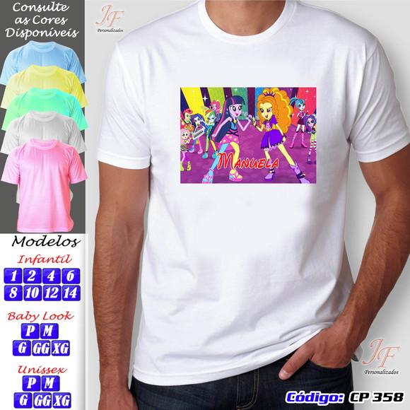 01 Camiseta Adulto Infantil Equestria Girls Personalizada