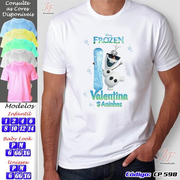 01 Camiseta Adulto Infantil Frozen Fever Personalizada